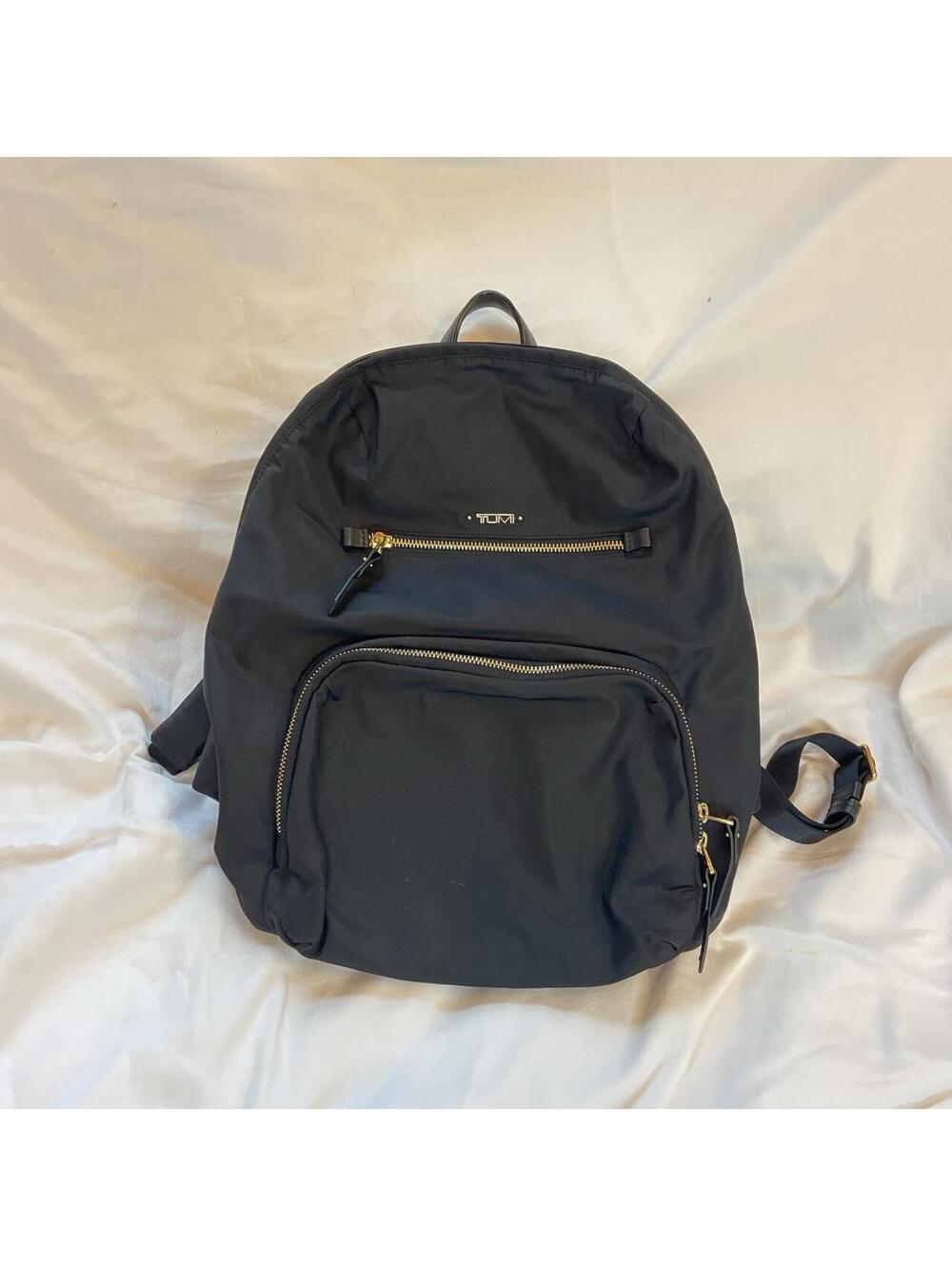 Tumi Black Nylon Backpack with Gold Zippers Bag